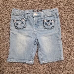Girls Cute Cat Jeans Shorts Size 5 Star Ride Bermuda Shorts